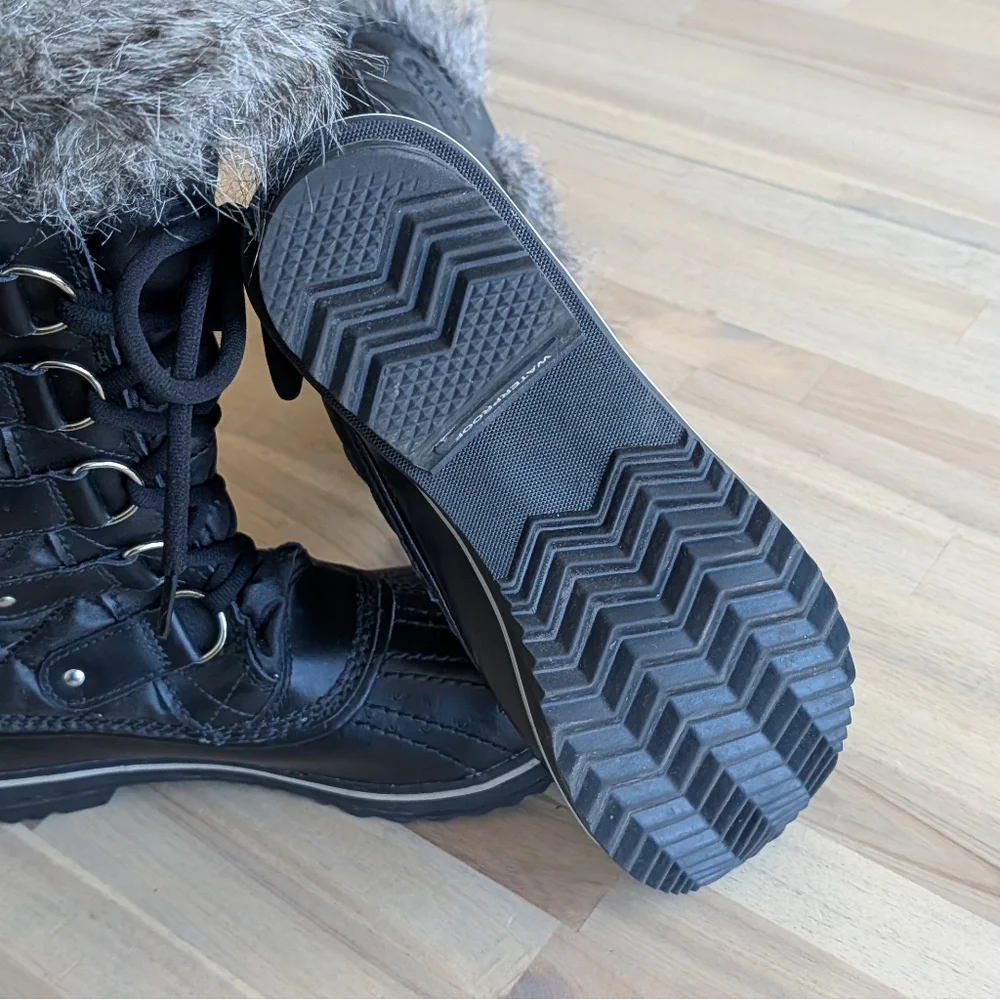 Sorel Women's Black Tofino II LL1846-011 Quilted Faux Fur Winter Boots Sz US 7.5